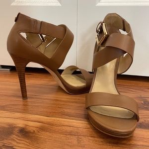 Michael Kors Leather Heeled Sandals, Size 8.5
